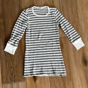 Splendid 3/4 Sleeve Waffle Crew Neck Shirt Gray and White Stripes NWOT